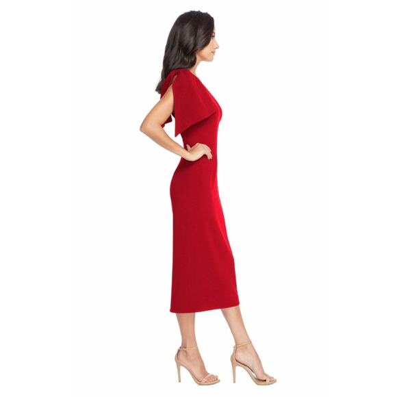 Dress the Population Tiffany One Shoulder Bow Sheath Dress Garnet Red XXL NWT - Picture 3 of 14